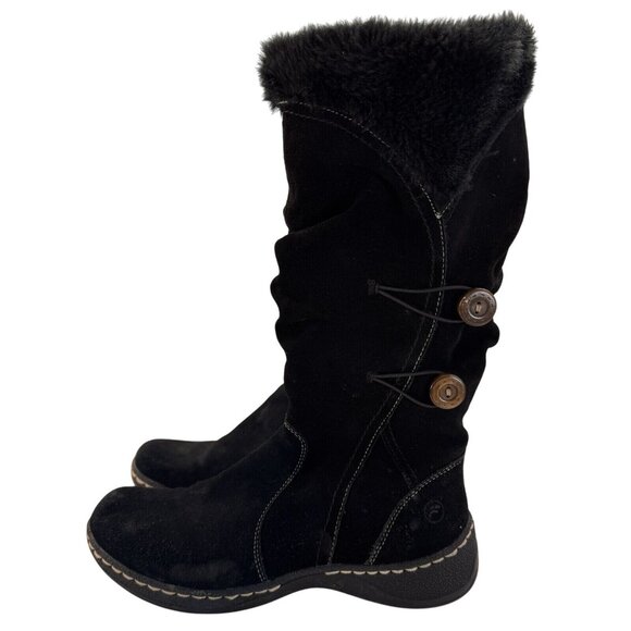 BareTraps Shoes - Bare Traps Womens Black Esha Leather Upper Faux Fur Mid Calf Boots Size 9M